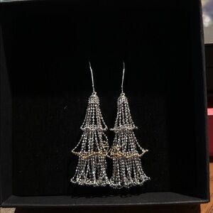 Elegant Sterling Silver and Gold Beaded Earrings 2.5” drop